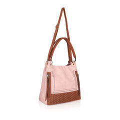 Mayawye Women's Faux Leather Printed Tote Bag (Pink)