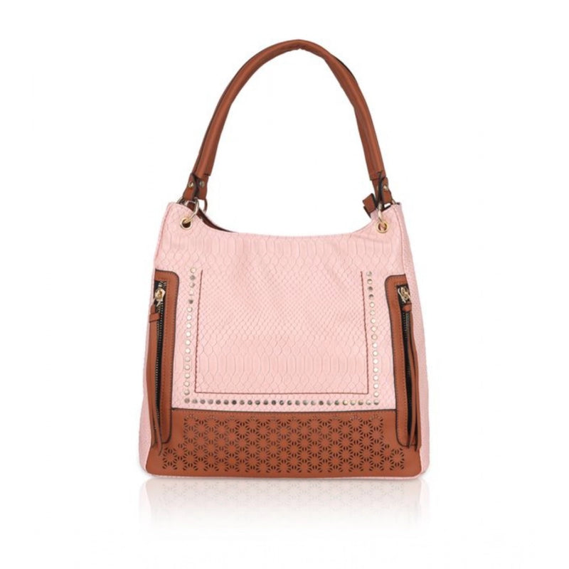 Mayawye Women's Faux Leather Printed Tote Bag (Pink)