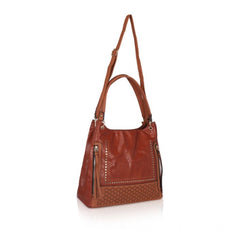Mayawye Women's Faux Leather Textured Tote Bag (Brown)