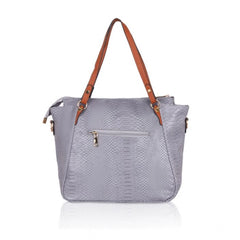 Mayawye Women's Faux Leather Textured Tote Bag (Grey)