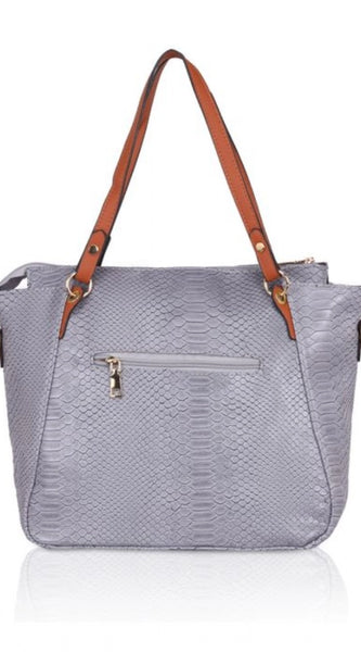 Mayawye Women's Faux Leather Textured Tote Bag (Grey)