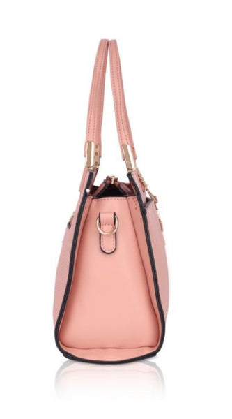 Mayawye Women's Faux Leather Textured Adjustable Long Belt Handbag (Pink)