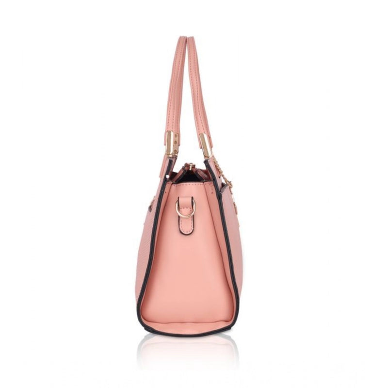 Mayawye Women's Faux Leather Textured Adjustable Long Belt Handbag (Pink)