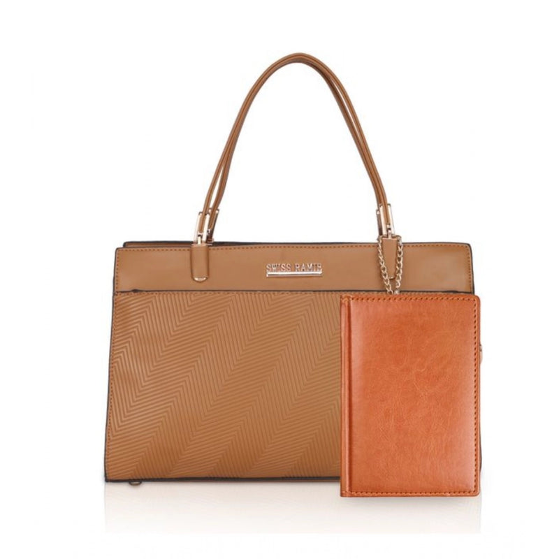 Mayawye Women's Faux Leather Textured Adjustable Long Belt Handbag (Brown)