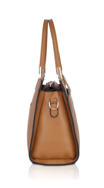 Mayawye Women's Faux Leather Textured Adjustable Long Belt Handbag (Brown)