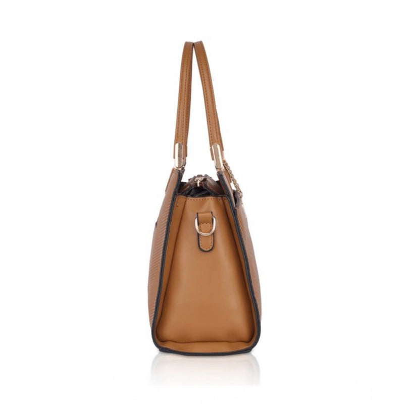 Mayawye Women's Faux Leather Textured Adjustable Long Belt Handbag (Brown)