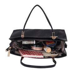 Mayawye Women's Faux Leather Textured Adjustable Long Belt Handbag (Black)