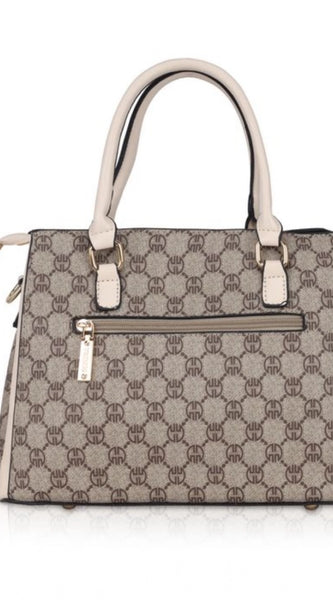Mayawye Women's Faux Leather Printed Handbag (Beige)