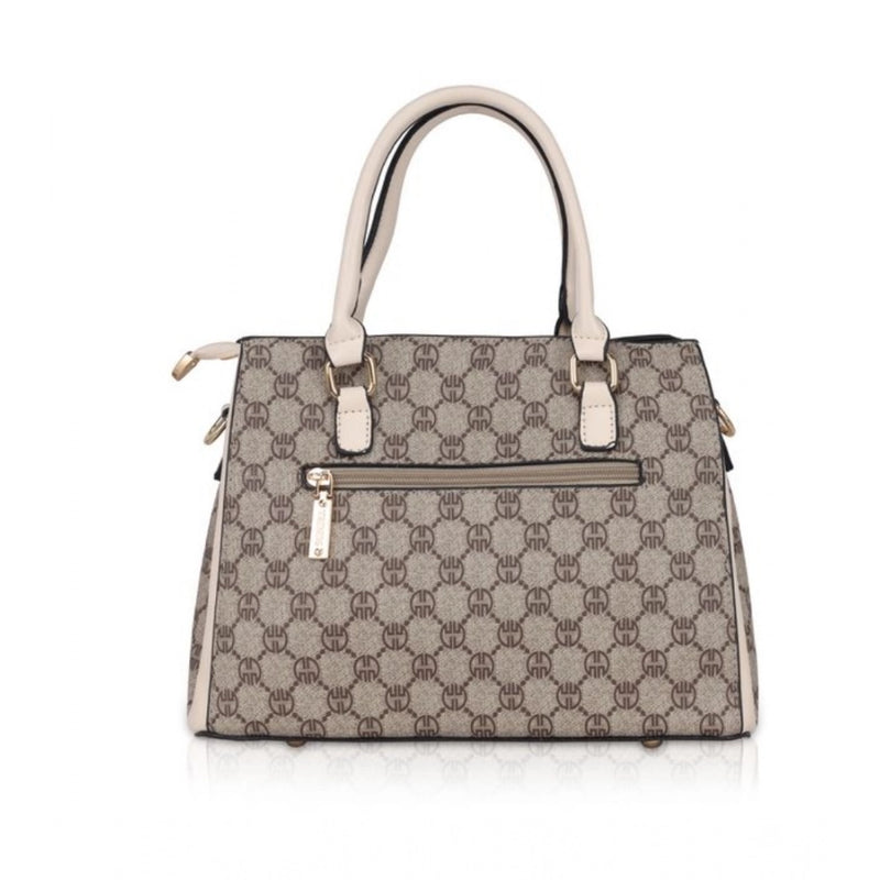 Mayawye Women's Faux Leather Printed Handbag (Beige)