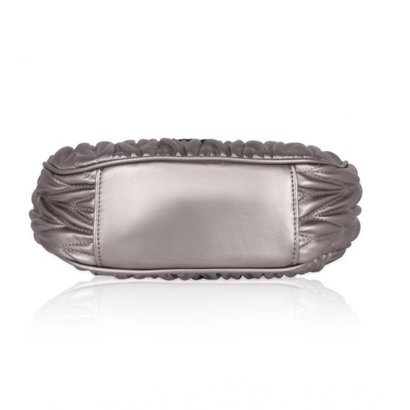 Mayawye Women's Faux Leather Textured Handbag (Silver Grey)