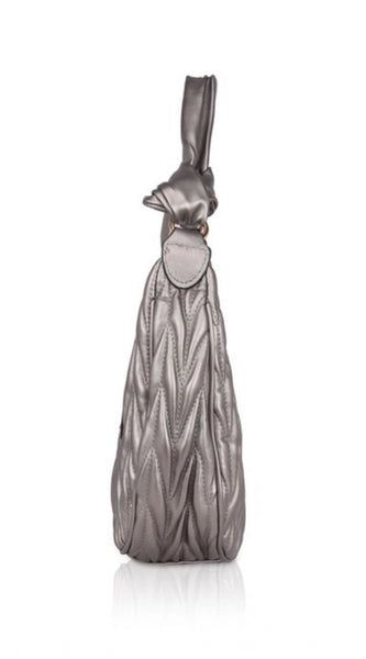 Mayawye Women's Faux Leather Textured Handbag (Silver Grey)