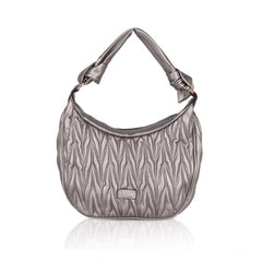 Mayawye Women's Faux Leather Textured Handbag (Silver Grey)