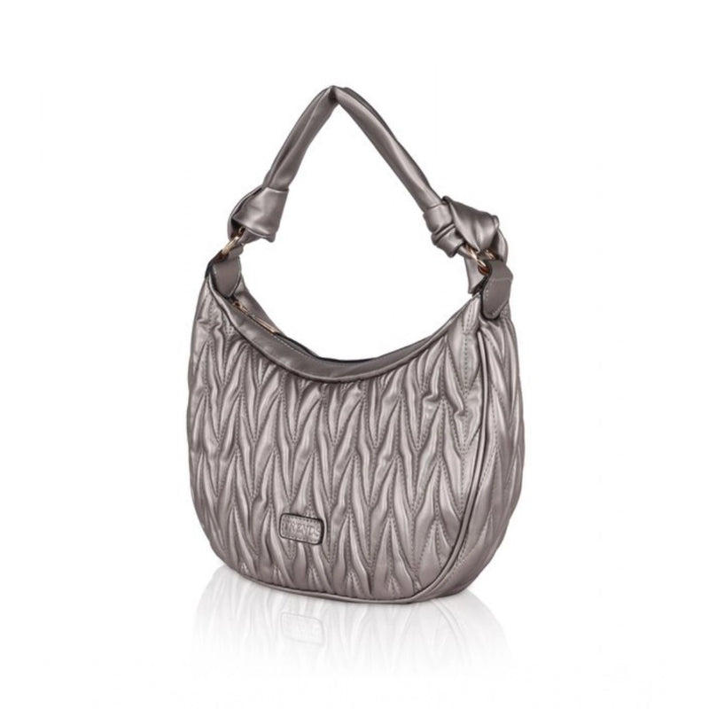 Mayawye Women's Faux Leather Textured Handbag (Silver Grey)