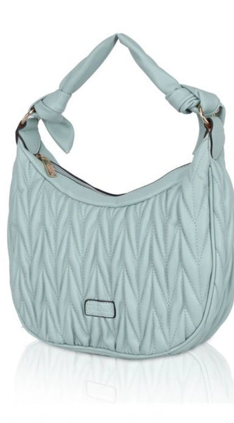 Mayawye Women's Faux Leather Textured Handbag (Blue)