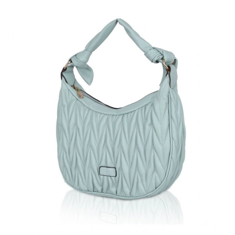 Mayawye Women's Faux Leather Textured Handbag (Blue)