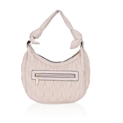 Mayawye Women's Faux Leather Textured Handbag (Beige White)