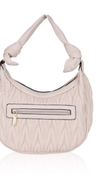 Mayawye Women's Faux Leather Textured Handbag (Beige White)