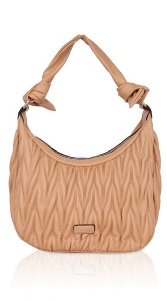 Mayawye Women's Faux Leather Textured Handbag (Beige)