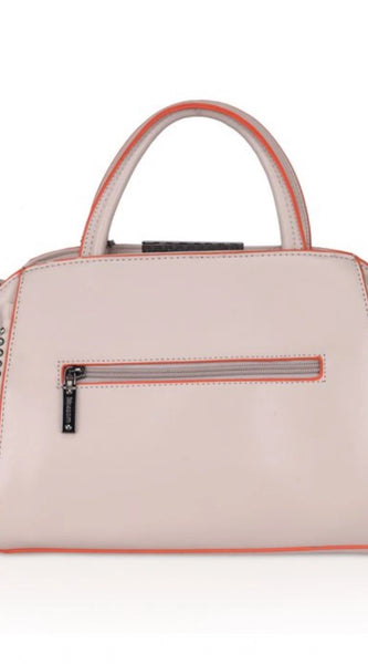 Mayawye Women's Faux Leather Metal Beads Handbag (Khaki)