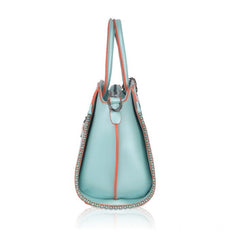 Mayawye Women's Faux Leather Metal Beads Handbag (Green)