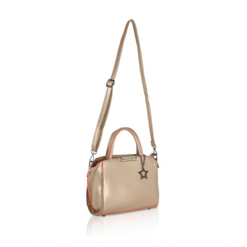 Mayawye Women's Faux Leather Metal Beads Handbag (Gold)