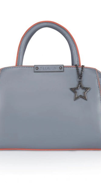 Mayawye Women's Faux Leather Metal Beads Handbag (Grey)