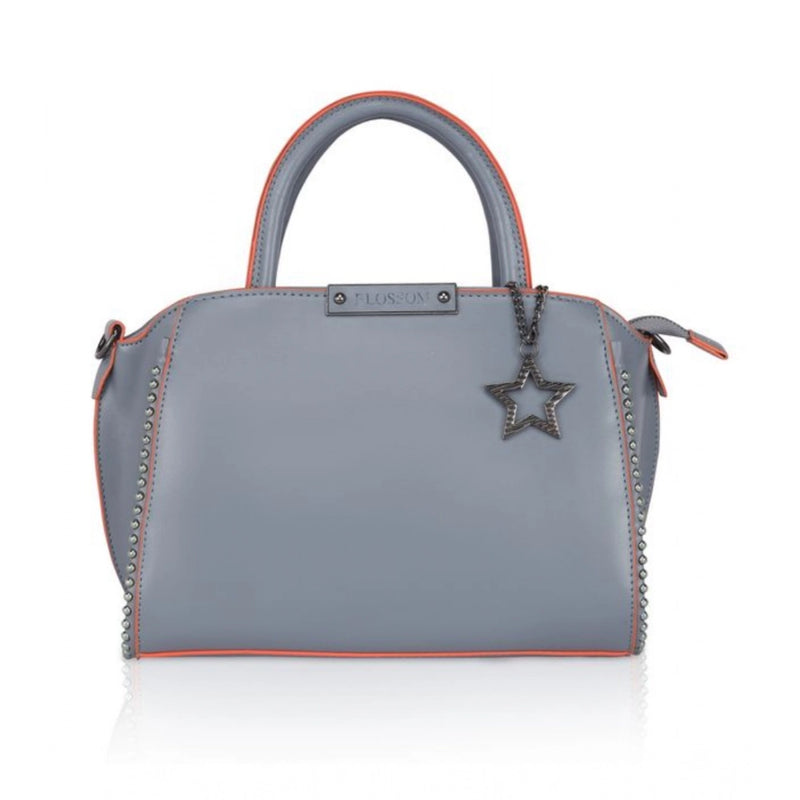 Mayawye Women's Faux Leather Metal Beads Handbag (Grey)