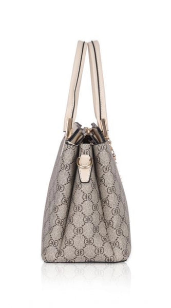 Mayawye Women's Faux Leather Printed Handbag (Beige)