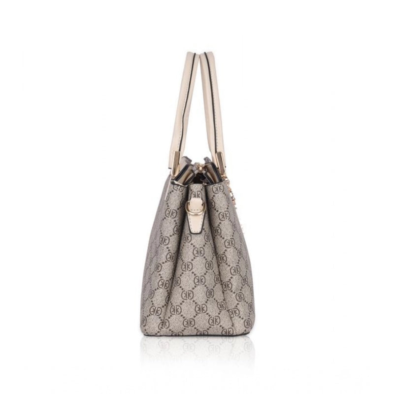 Mayawye Women's Faux Leather Printed Handbag (Beige)