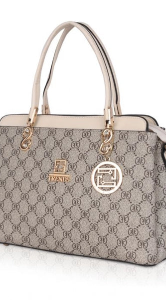 Mayawye Women's Faux Leather Printed Handbag (Beige)