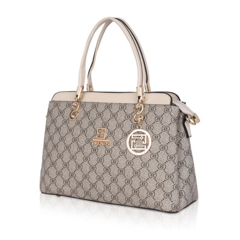 Mayawye Women's Faux Leather Printed Handbag (Beige)