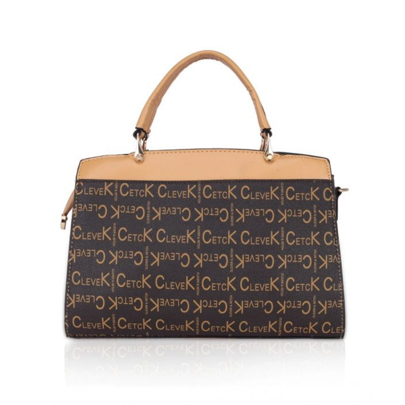 Mayawye Women's Faux Leather Printed Handbag (Camel)