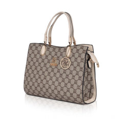 Mayawye Women's Faux Leather Printed Handbag (Beige)