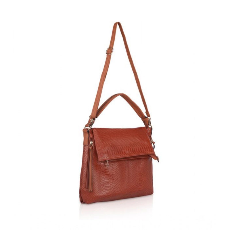 Mayawye Women's Faux Leather Textured Sling Bag (Brown )