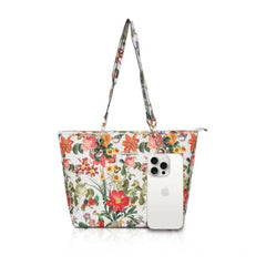 Mayawye Women's Faux Leather Printed Tote Bag (White Orang)