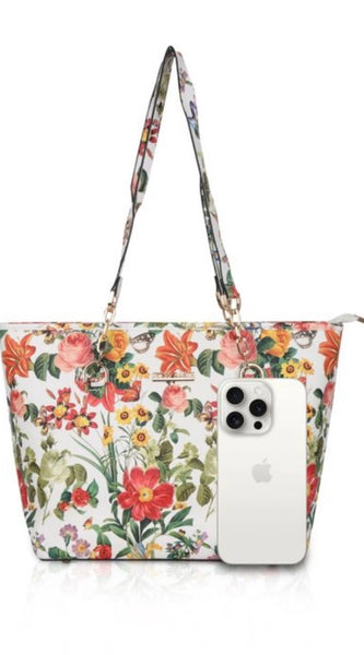 Mayawye Women's Faux Leather Printed Tote Bag (White Orang)
