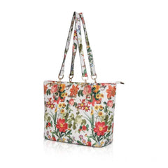 Mayawye Women's Faux Leather Printed Tote Bag (White Orang)