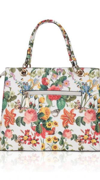 Mayawye Women's Faux Leather Printed Handheld Bag (White Orang)