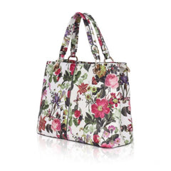 Mayawye Women's Faux Leather Printed Handheld Bag (White Pink)