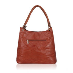 Mayawye Women's Faux Leather Textured Tote Bag (Brown)