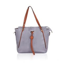 Mayawye Women's Faux Leather Textured Tote Bag (Grey)