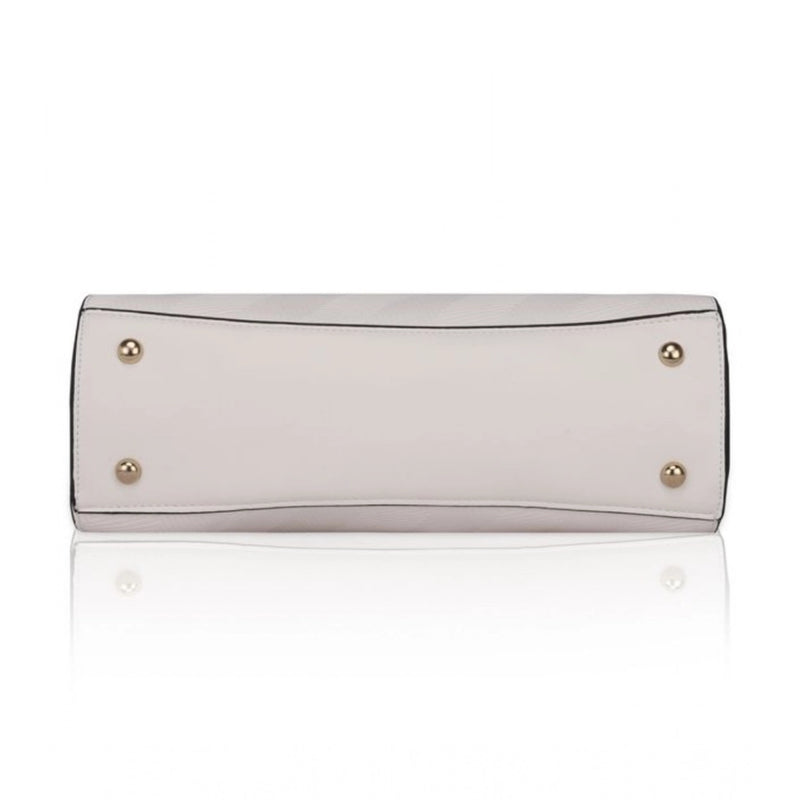 Mayawye Women's Faux Leather Textured Adjustable Long Belt Handbag (White)