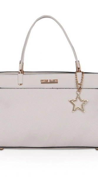 Mayawye Women's Faux Leather Textured Adjustable Long Belt Handbag (White)