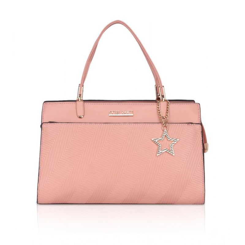 Mayawye Women's Faux Leather Textured Adjustable Long Belt Handbag (Pink)