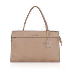 Mayawye Women's Faux Leather Textured Adjustable Long Belt Handbag (Khaki)