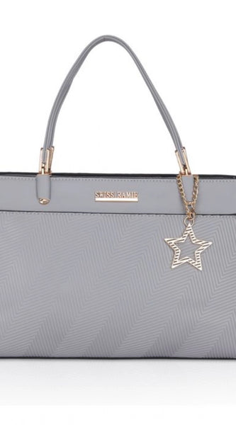 Mayawye Women's Faux Leather Textured Adjustable Long Belt Handbag (Grey)