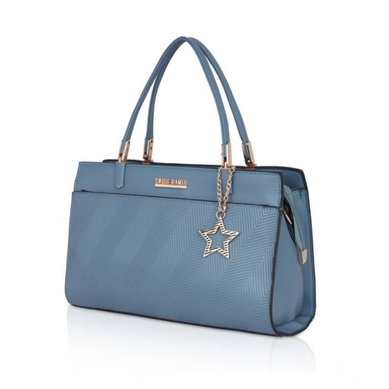 Mayawye Women's Faux Leather Textured Adjustable Long Belt Handbag (Blue)