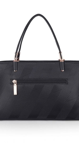 Mayawye Women's Faux Leather Textured Adjustable Long Belt Handbag (Black)