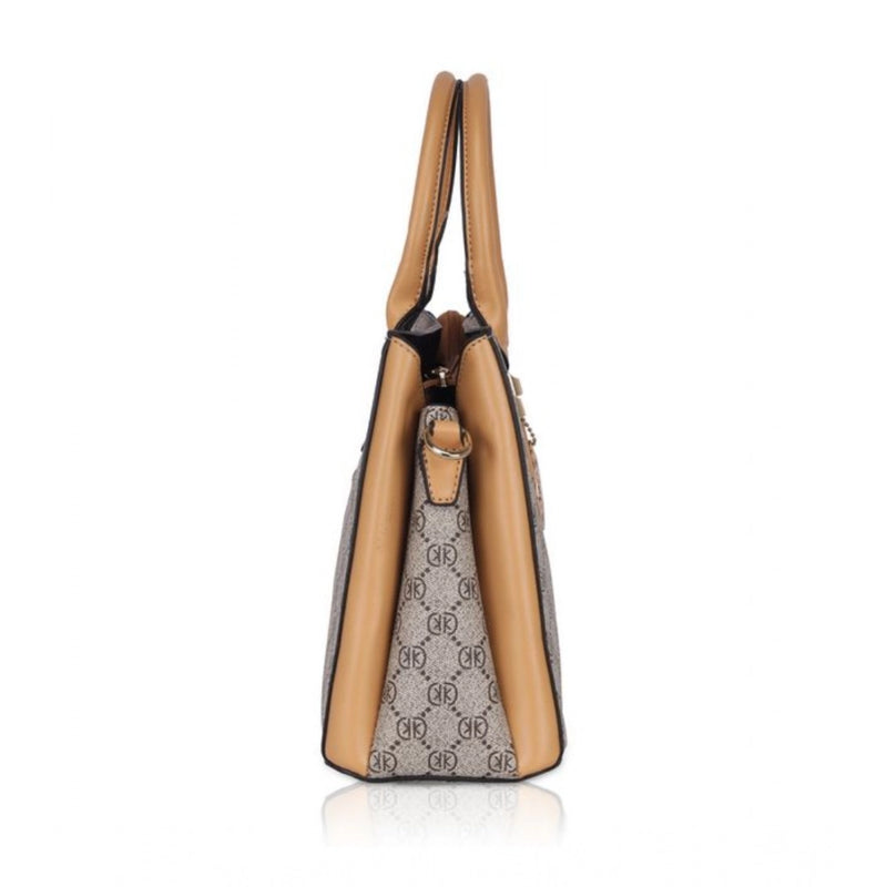 Mayawye Women's Faux Leather Printed Handbag (Camel)