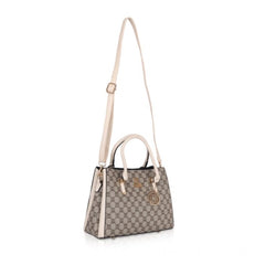 Mayawye Women's Faux Leather Printed Handbag (Beige)